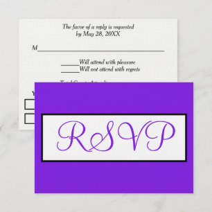 Wedding Violet White RSVP Card