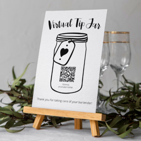 Wedding Virtual Tip Jar With Qr Code Poster