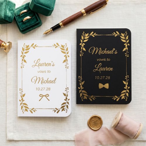 Wedding Vow Book Gold Foil Greenery Personalized