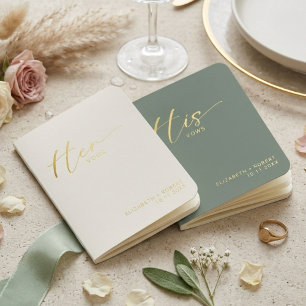 Wedding Vow Books His Hers Script Sage Green