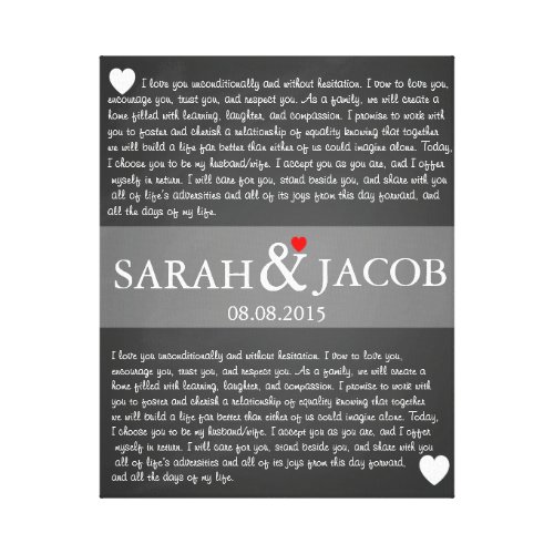 Wedding vow canvas print anniversary gift