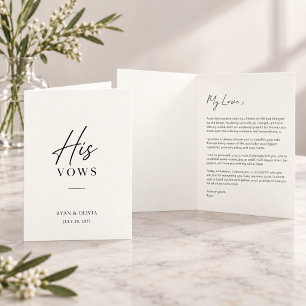 Wedding Vow Card for Him Personalized
