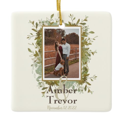 Wedding Vow Gift for Wife Eucalyptus  Ceramic Ornament