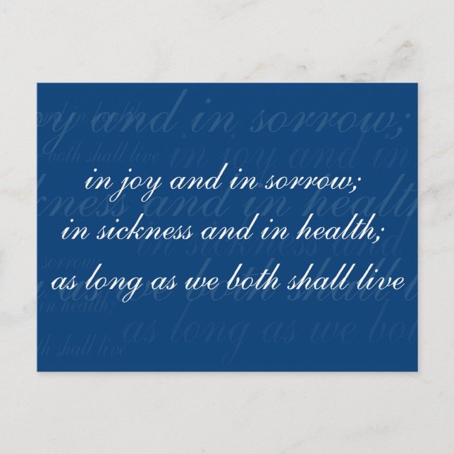 Wedding Vow In Sickness Blue Postcard (Front)