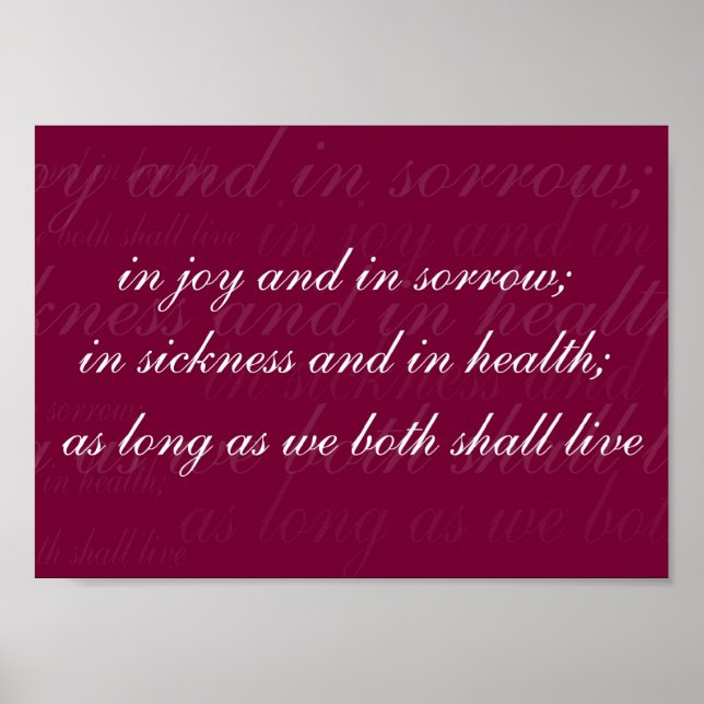 Wedding Vow In Sickness Magenta Poster (Front)