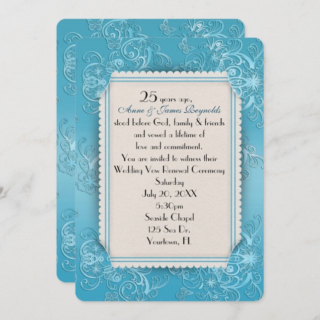 Wedding Vow Renewal 25th Anniversary  Invitation (Front/Back)