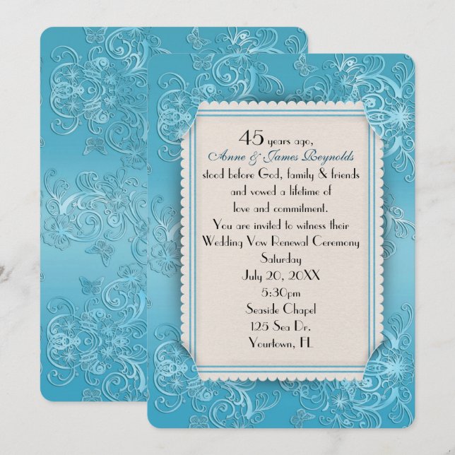 Wedding Vow Renewal 45th Anniversary   Invitation (Front/Back)
