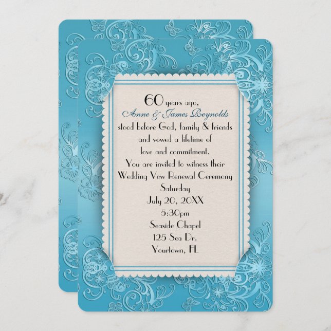 Wedding Vow Renewal 60th Anniversary Invitation (Front/Back)