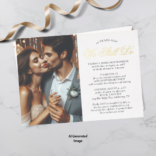 Wedding Vow Renewal Anniversary Party Photo Simple Foil Invitation