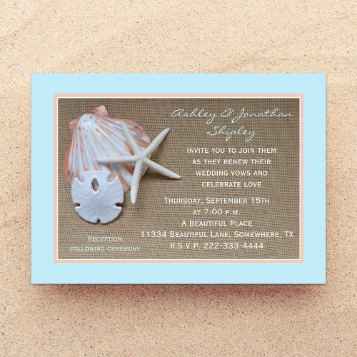 Wedding Vow Renewal Invitation - Beach Burlap Look