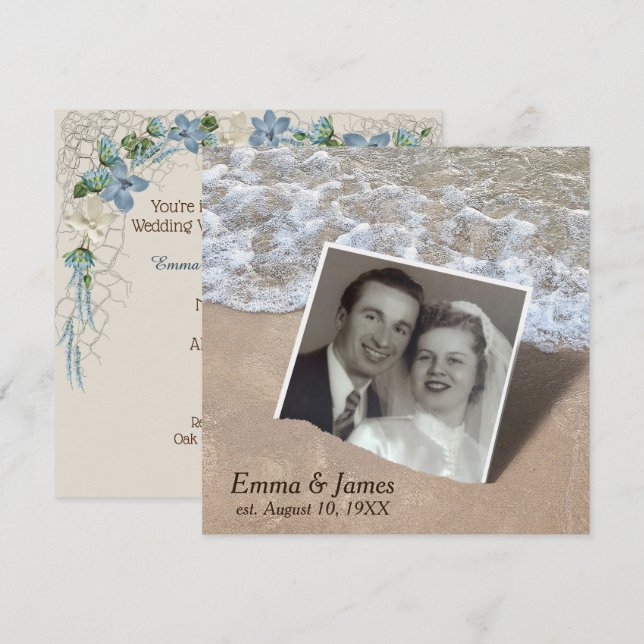 Wedding Vow Renewal Beach Snapshot Invitation (Front/Back)