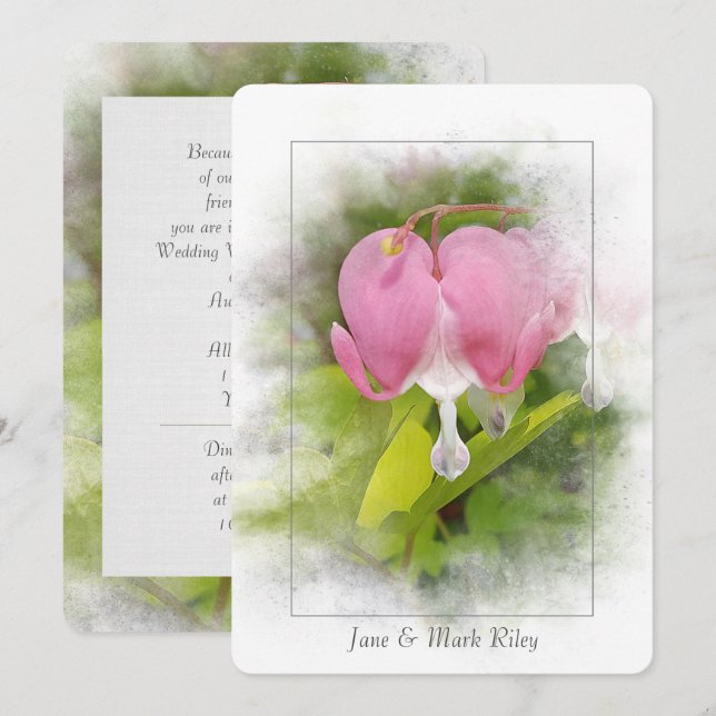 Wedding Vow Renewal-bleeding heart flower Invitation (Front/Back)