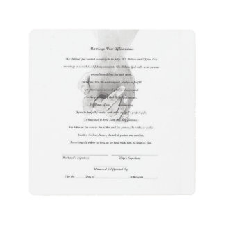 Wedding Vow Renewal Certificate Customj on Metal Print