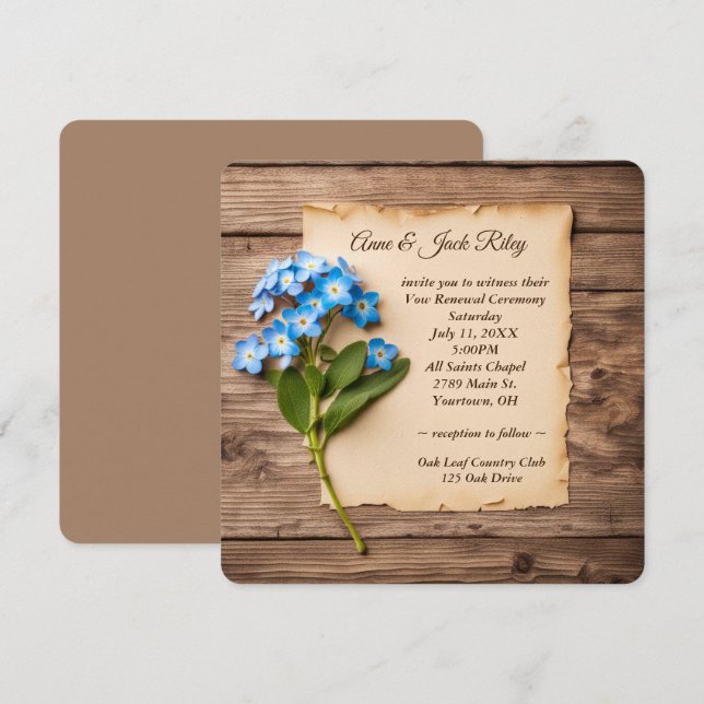 Wedding Vow Renewal Forget-Me-Nots Invitation (Front/Back)
