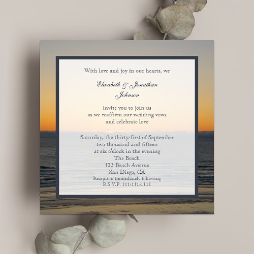 Wedding Vow Renewal Invitation --  Sunset
