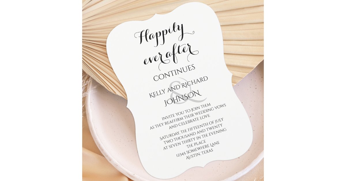 Wedding Vow Renewal - Happily ever after continues Invitation | Zazzle