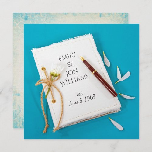 wedding vow renewal_ journal with daisy and pen invitation