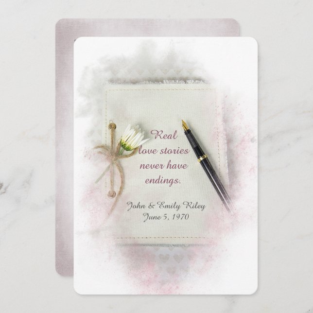 Wedding Vow Renewal journal with daisy Invitation (Front/Back)