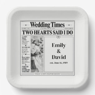 Wedding Vow Renewal Newspaper Paper Plates
