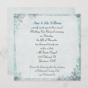 wedding vow renewal old-fashioned floral border invitation