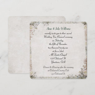wedding vow renewal old-fashioned floral border invitation