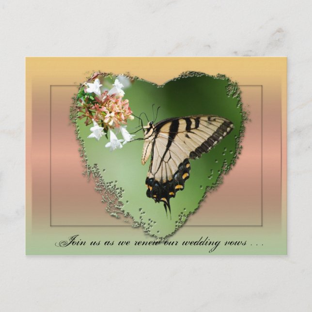 Wedding Vow Renewal Postcard/Butterfly and Heart Postcard (Front)
