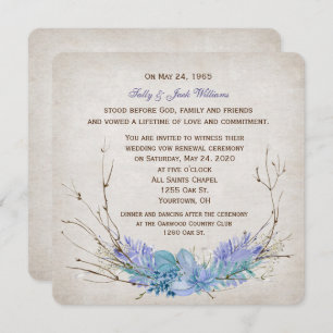 wedding vow renewal-purple floral twig bouquet invitation