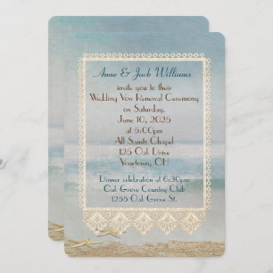 wedding vow renewal seashore design invitation