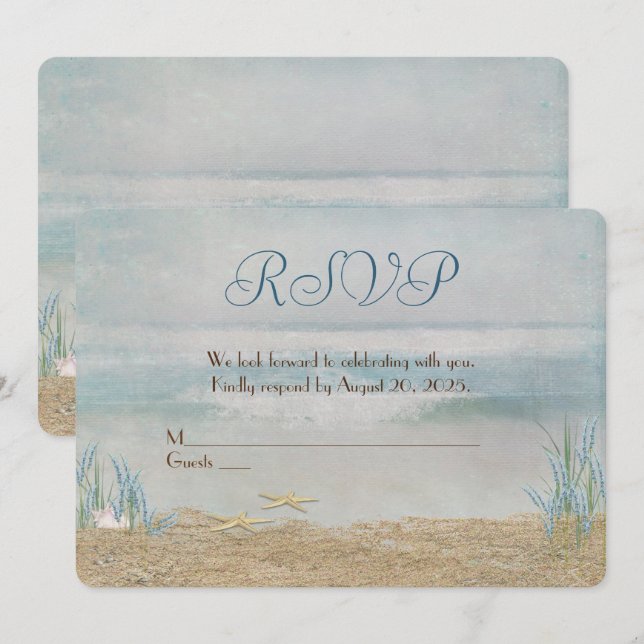 wedding vow renewal seashore RSVP Invitation (Front/Back)