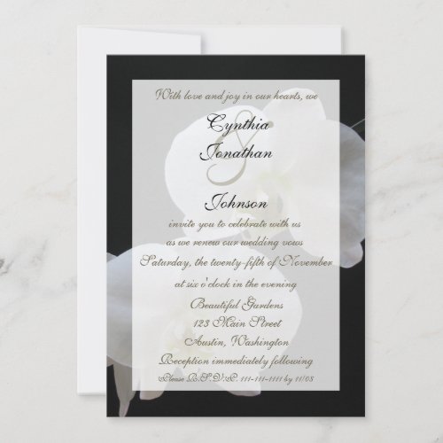Vow Renewal Invitation -- White Orchids