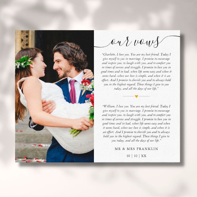 Wedding Vows Anniversary Photo Canvas Print (Creator Uploaded)