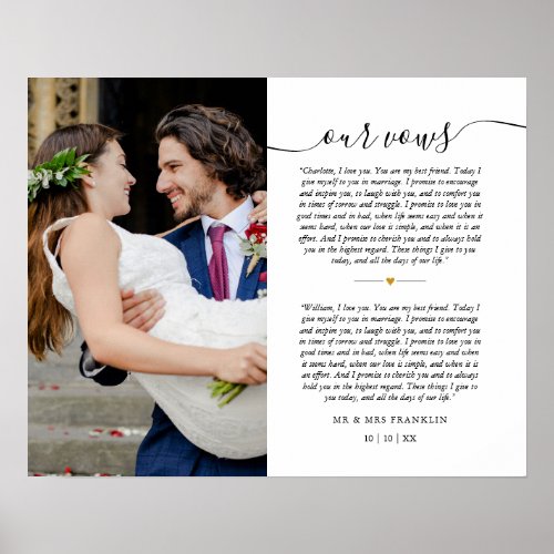 Wedding Vows Anniversary Photo Poster