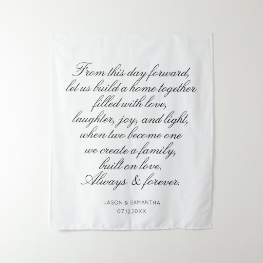 Wedding Vows Backdrop Personalized Calligraphy | Zazzle.com