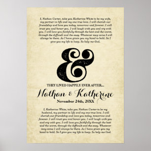 Wedding Vows Black Ampersand Happily Ever After Poster