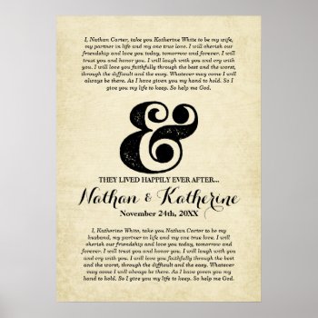 Wedding Vows Black Ampersand Happily Ever After Poster by INAVstudio at Zazzle