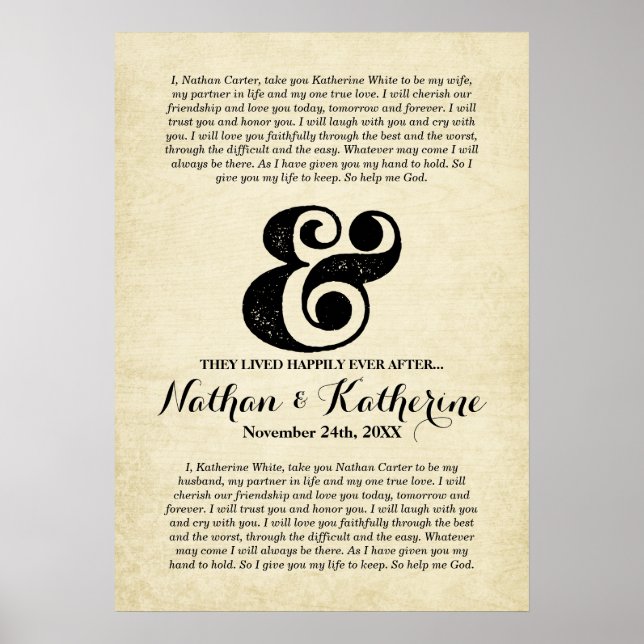Wedding Vows Black Ampersand Happily Ever After Poster (Front)