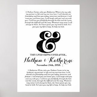 Wedding Vows Black Ampersand Happily Ever After Poster