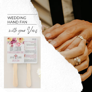 Wedding Vows Blush Pink Floral Hand Fan