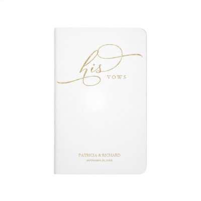 Wedding Vows Book  His Vows Elegant Gold Faux Foil