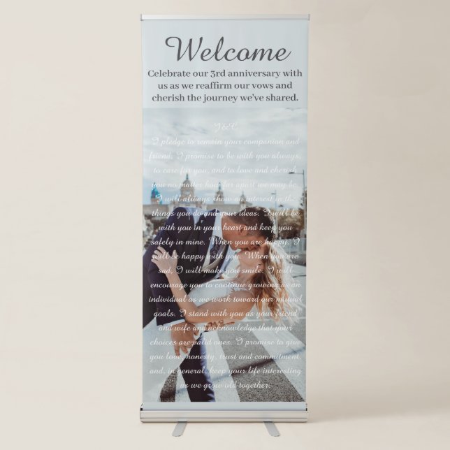 Wedding Vows Couple Photo Retractable Banner (Front)