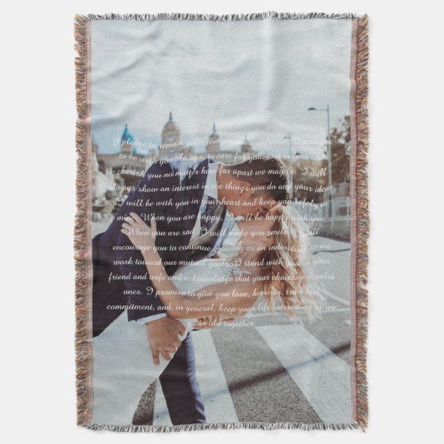 Wedding Vows Couple Photo Throw Blanket (Front Vertical)
