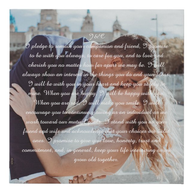 Wedding Vows Faux Wrapped Canvas Print (Front)