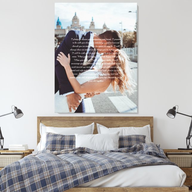 Wedding Vows Faux Wrapped Canvas Print (Insitu(Bedroom))