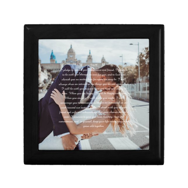 Wedding Vows Faux Wrapped Canvas Print Gift Box (Front)