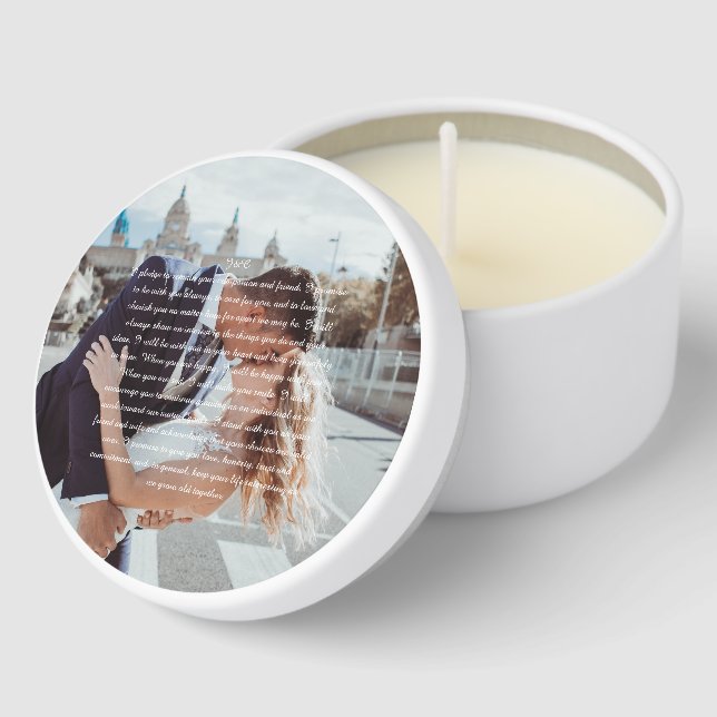 Wedding Vows Faux Wrapped Canvas Print Mini Candle Favors (Corner)