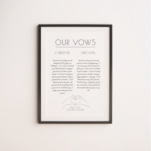 Wedding Vows  First Anniversary Gift  Poster