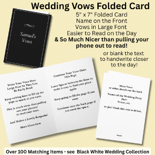 Wedding Vows Folded Card Black White