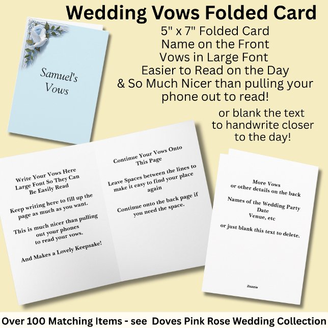 Wedding Vows Folded Card Blue Roses & Doves (Creator Uploaded)