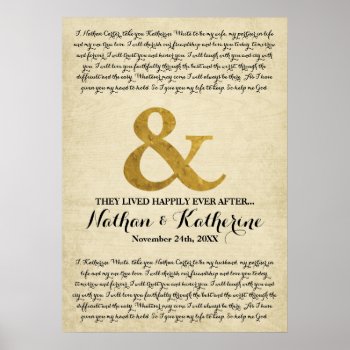 Wedding Vows Gold Ampersand Happily Ever After Poster by INAVstudio at Zazzle