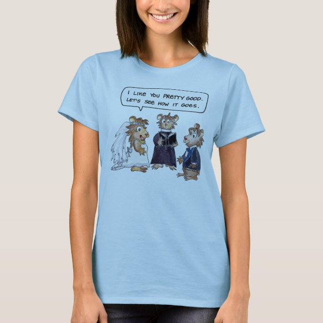 Wedding Vows Hamsters Cartoon Custom T-Shirt (Front)